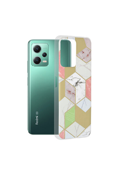 Optim Solution Husa de protectie pentru Xiaomi Redmi Note 12, Poco X5, Silicon TPU, Marble Design, Roz Deschis
