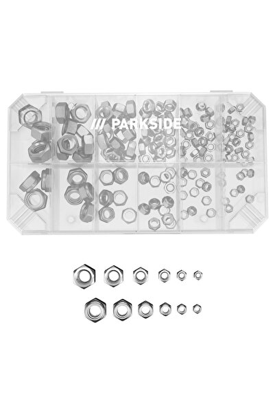 PARKSIDE Set piulite simple si cu autoblocare, 128 buc,
