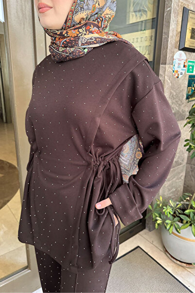 Ovn. Taşlı Tünel Detaylı Takım - Kahverengi