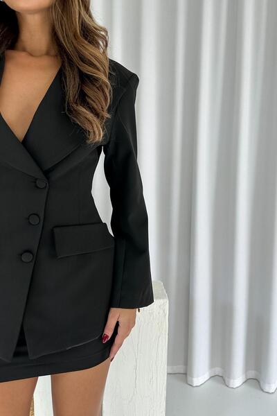 Mine Tan Butik Premium Women's Suit with Jacket and Skirt - Black