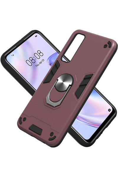 Optim Solution Husa pentru Samsung Galaxy A41, Army Shield, Slim Fit, Hybrid Armor, Ring Holder, Visiniu