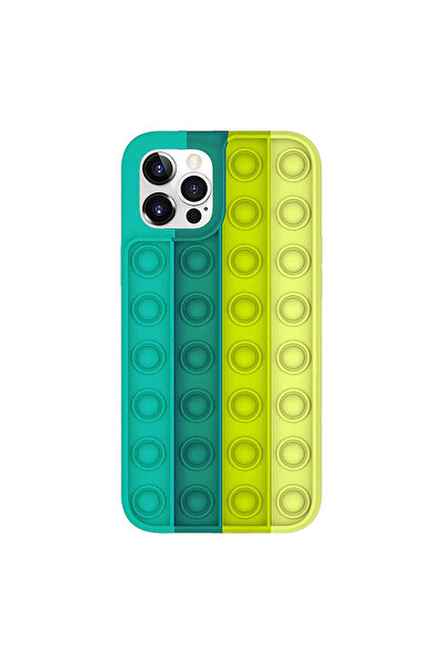 Optim Solution Husa pentru Apple Iphone 11 Pro, Push Bubble Pop It, Turquoise/Verde Inchis/Mustar/Galben