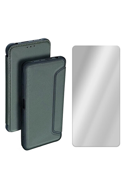 Optim Solution Set Husa Flip Anti-soc si Folie Sticla 2.5D pentru Xiaomi Redm...