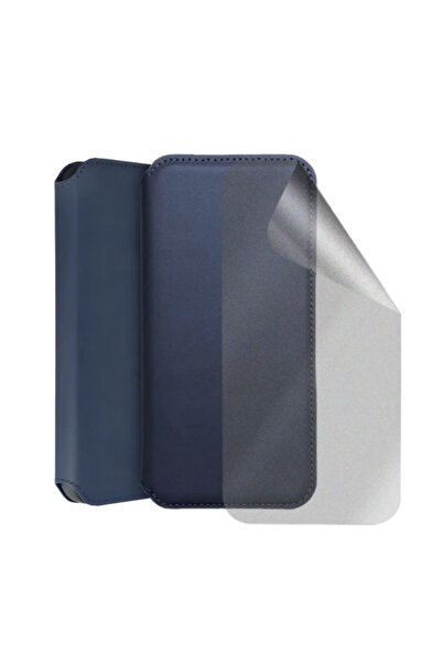 Optim Solution Flip Case and Matte Silicone Film Set for Xiaomi Redmi 10C, Elegant Design, Blue