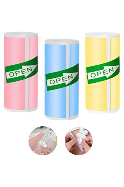 VALA Set 3 adhesive printer rolls, VALA® Sticky Coloured Paper, 57mm Width, for mini printers and kids c