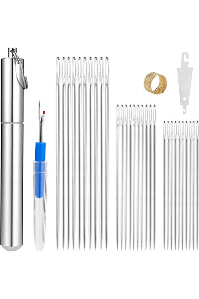 Fanshiontide Комплект от 30 игли и 3 инструмента, неръждаема стомана, сребрис...