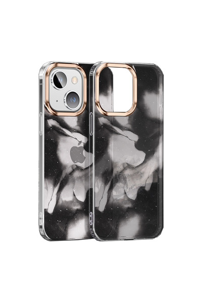 Optim Solution Husa pentru Apple IPhone 13 Pro Max, Soft TPU and Hard PC, Watercolor Glitter Gradient Design, Negru