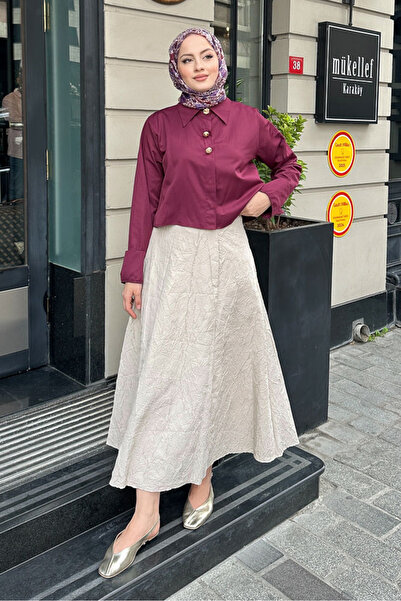 Ovn. Cămașă cu trei nasturi - Burgundy