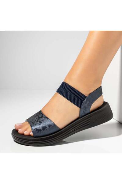 BMoD Sandale de damă albastre cu talpă groasă și imprimeu MOD13907