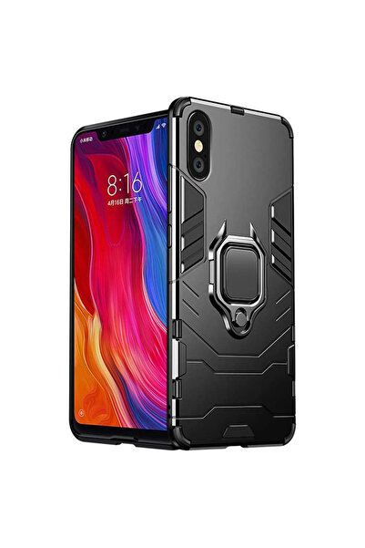 Optim Solution Husa Armor Ring pentru Apple iPhone X / XS, Army Shield, Inel Magnetic, Rugged, Negru Titan