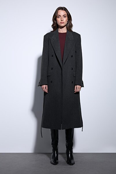 Antioch Anthracite Belted Double-Breasted Women's Coat
