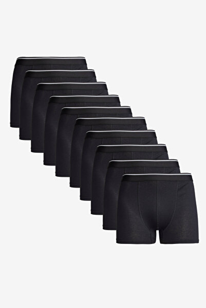 AC&Co Erkek Siyah 10'lu Paket Pamuk Karışımlı Standart Fit Boxer