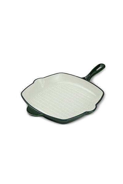 Karaca Heritage Cast Iron Enameled Grill Pan Green 26 cm