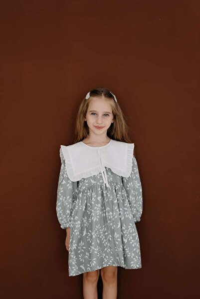 ilo and friends فستان إيلانور مينت للفتيات بأكمام طويلة ونقشة أوراق الشجر وال...