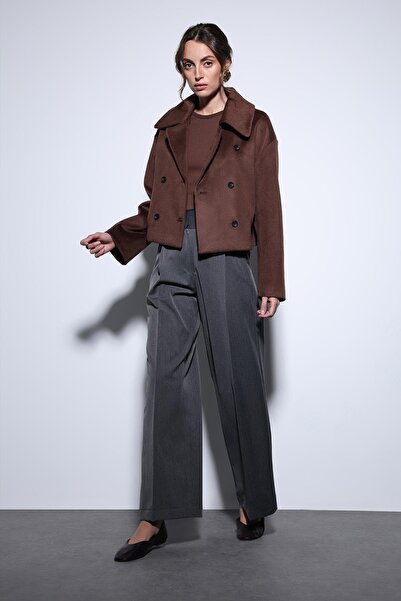 Antioch Brown Double-Breasted Women's Short Coat