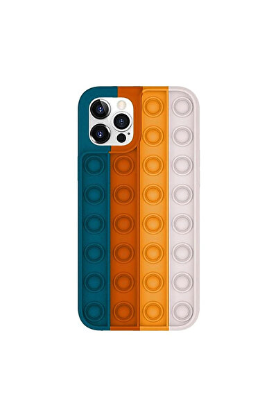 Optim Solution Husa pentru Apple Iphone 12 / 12 Pro, Push Bubble Pop It, Verde/Oranj/Galben/Alb