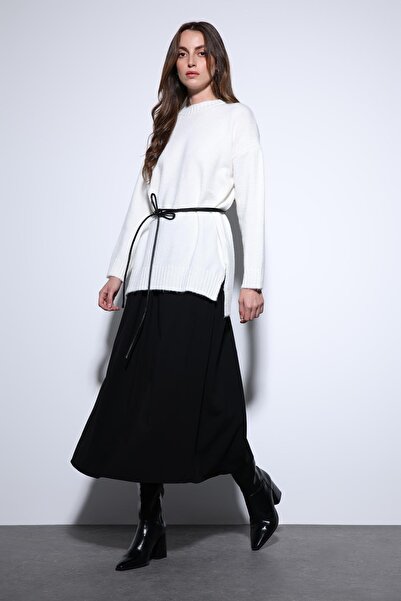 Antioch Ecru Slit Detailed Women's Sweater