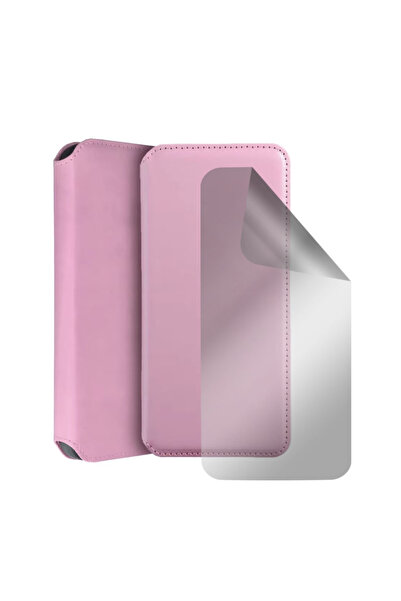 Optim Solution Set Husa Flip si Folie Silicon Clear pentru Samsung Galaxy A53 5g, Design elegant, Roz