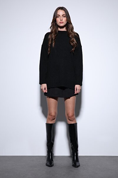 Antioch Black Slit Detailed Women's Sweater