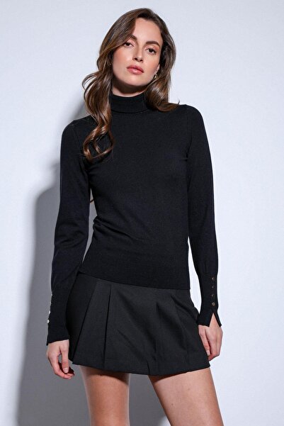 Antioch Black Stand Collar Knitwear Sweater