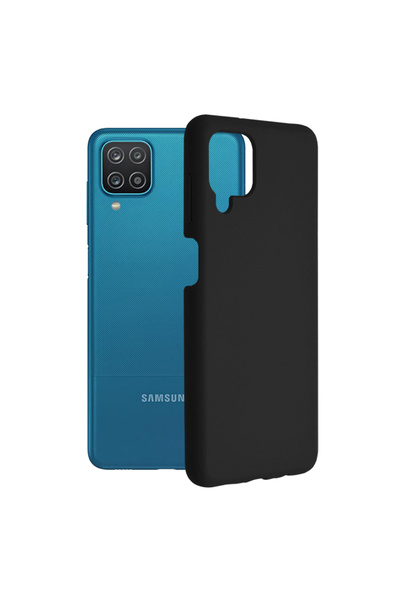 Optim Solution Husa Protectie Double Structure pentru Samsung Galaxy A12 / A12 Nacho, Microfibra, Negru Titan