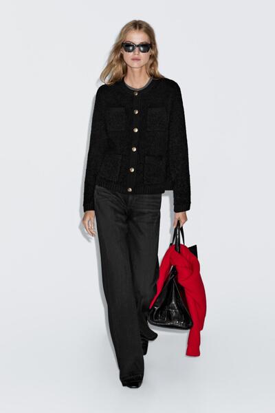 Massimo Dutti Dore düğmeli yün karışımlı hırka