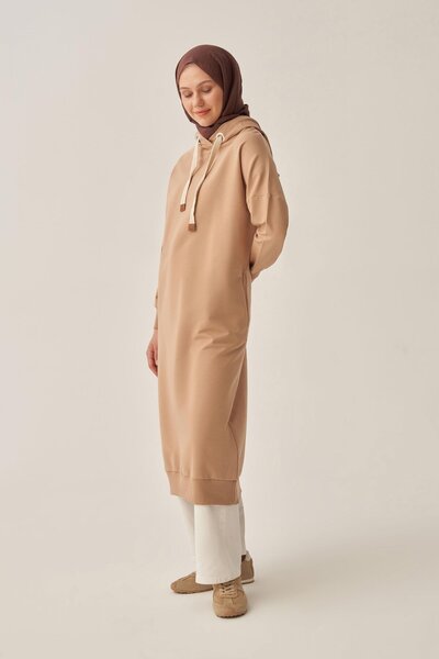 ALLDAY Μακρύ φούτερ με κουκούλα από λύκρα με τσέπες, με σχέδιο βιζόν-μάτι