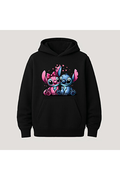 SVART WEAR هودي قطني بأكمام طويلة مع جيب كنغر مطبوع عليه ستيتش