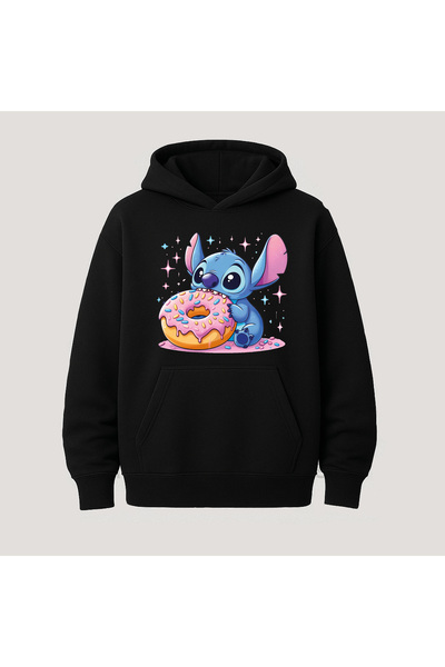 SVART WEAR هودي قطني بأكمام طويلة مع جيب كنغر مطبوع عليه ستيتش