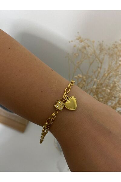 staınless steel سوار من الفولاذ بتفاصيل قلب