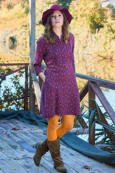 Los banditos Rochie din flanel cu dantelă, cu guler cămașă și detaliu cu nasturi