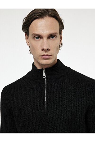 Koton Πλεκτό πουλόβερ με μακρύ μανίκι και μισό φερμουάρ