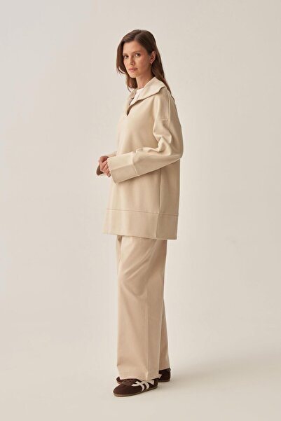 ALLDAY Hanorac interlock cu guler polo Stone-Polo