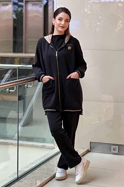 FUAT GÜRSEN Fuat Gürşen Șapcă cu glugă, cu detaliu de broșă și fermoar