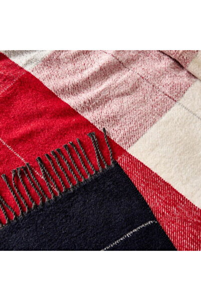 Genel Markalar Soft Vintera Pamuklu Çift Kişilik Battaniye - Kırmızı / Lacivert - 180x220 cm