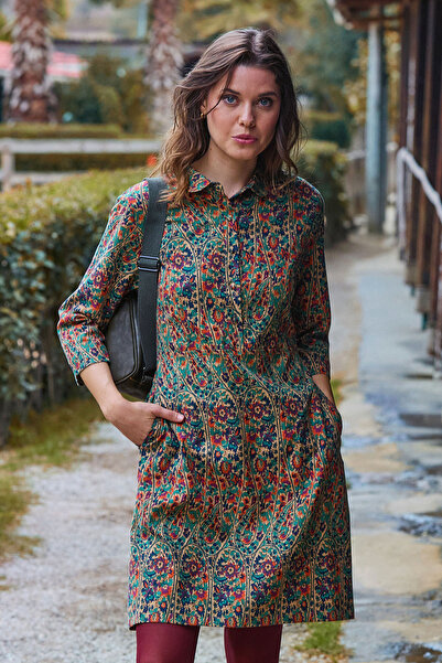 Los banditos Shirt Collar Button Detailed Winter Dress