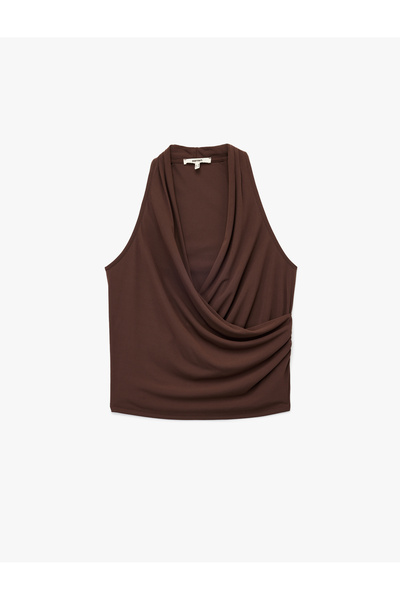 Koton Double Breasted Collar Sleeveless Blouse with Drape Detail