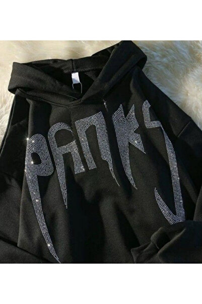 Gofeel Unisex Oversize Panks Parıltılı Taş Baskılı Sweatshirt