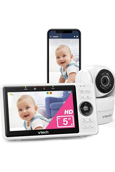 VTech Baby VTech Upgraded Smart WiFi Baby Monitor, 1080p FHD Camera and 5" HD IPS Display, Free App with Motion