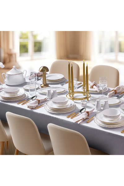 EVALIZA Lace Gold 85 Parça 12 Kişilik Yemek Takımı