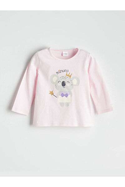 LC Waikiki Bisiklet Yaka Baskılı Uzun Kollu Kız Çocuk Pijama