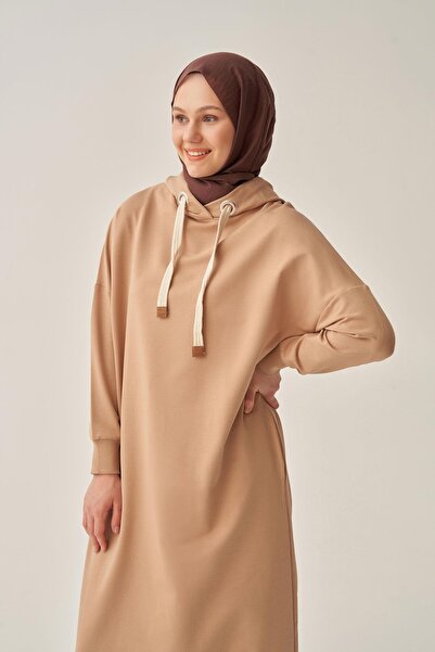 ALLDAY Μακρύ φούτερ με κουκούλα από λύκρα με τσέπες, με σχέδιο βιζόν-μάτι