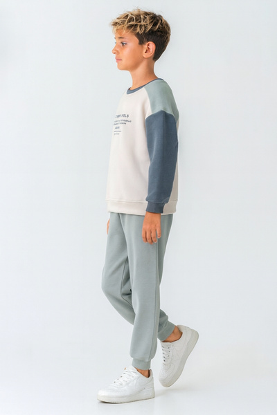 AHENGİM Boy's Futuristic Feels Printed 3 Thread Thick Winter Tracksuit Set Ak4229