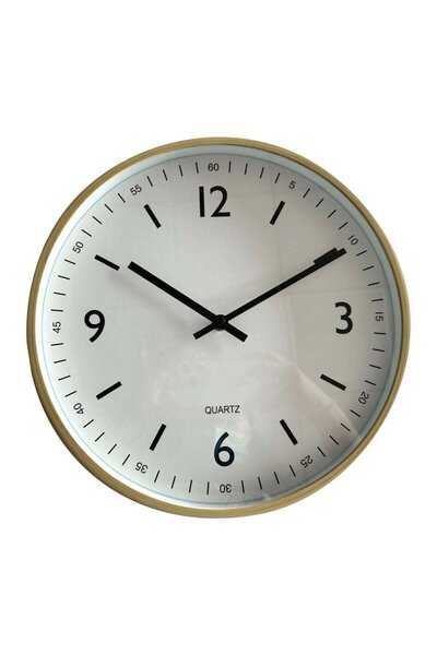 MAPLE LEAF ساعة حائط بلاستيكية منزلية، لون خشبي، 30 سم