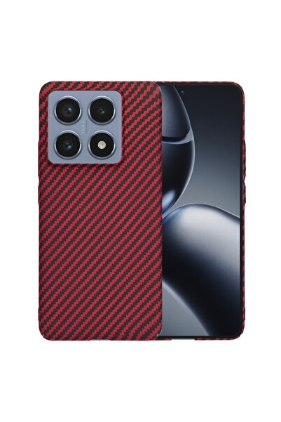 SKYDDAR INNOVATION Husă pentru Xiaomi 14T Pro, textură de carbon, Carbonite FiberShell, set de stickere, roșie