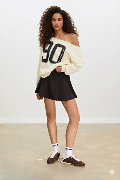 Keywest Γυναικείο φούτερ με μονό ώμο με λαιμόκοψη 90, νέας σεζόν, oversize