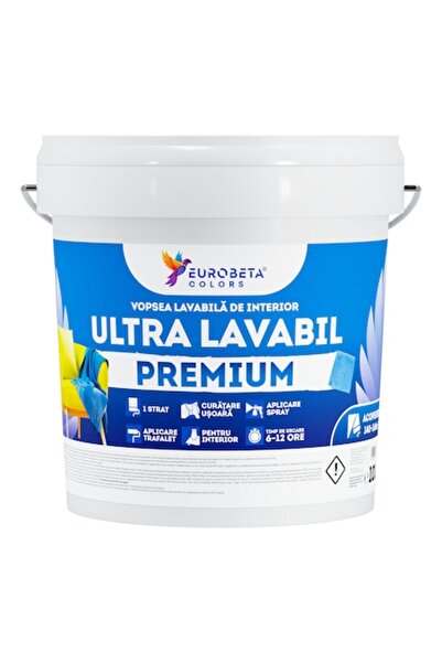 Eurobeta Colors Vopsea lavabila alba ULTRA LAVABIL, super acoperire, pentru pereti interiori 10L