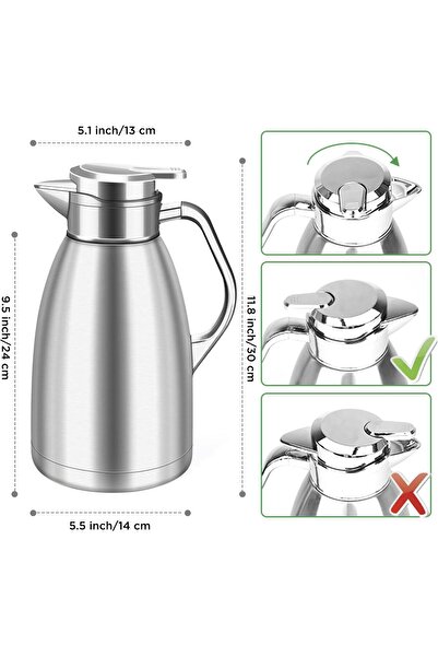 ALSAIF KITCHEN Chef’s Choice Thermal Carafe Set – 1.8L & 2.3L | Austenitic 304 Stainless Steel | 24H Hot / 36H cold