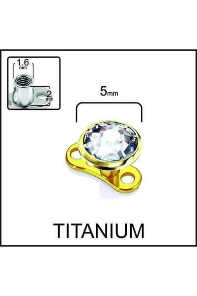 İmgeTattoo Kristal Disk 5mm Altın Titanyum Dermal Piercing
