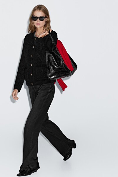 Massimo Dutti Dore düğmeli yün karışımlı hırka